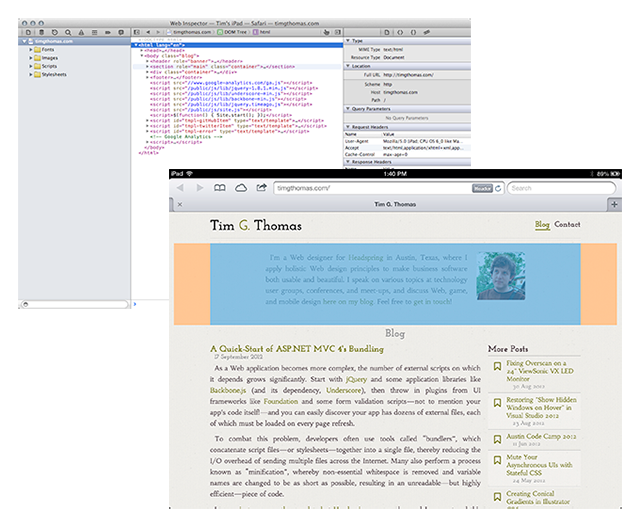 Hover over an element in the Web inspector, and see it highlighted on your iOS device!