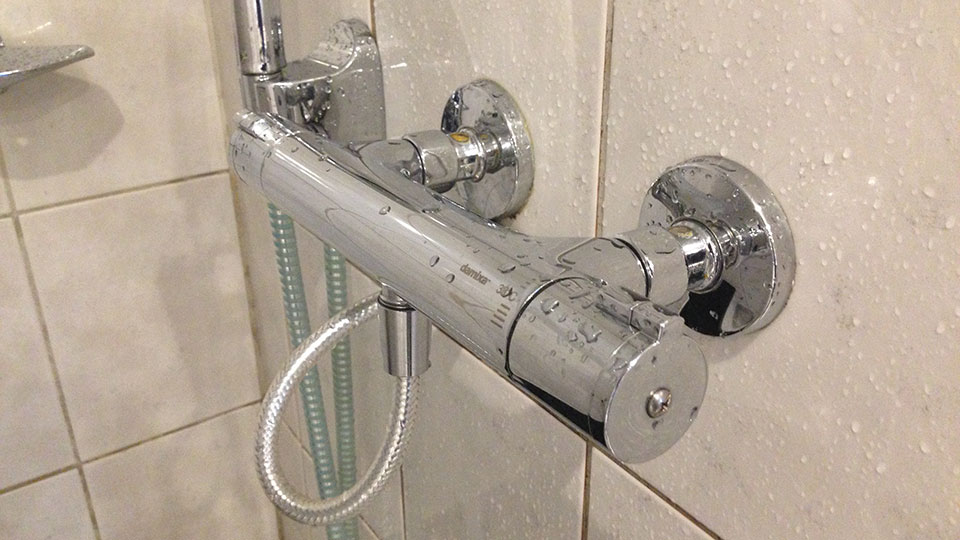 A shower faucet in Oslo, Norway