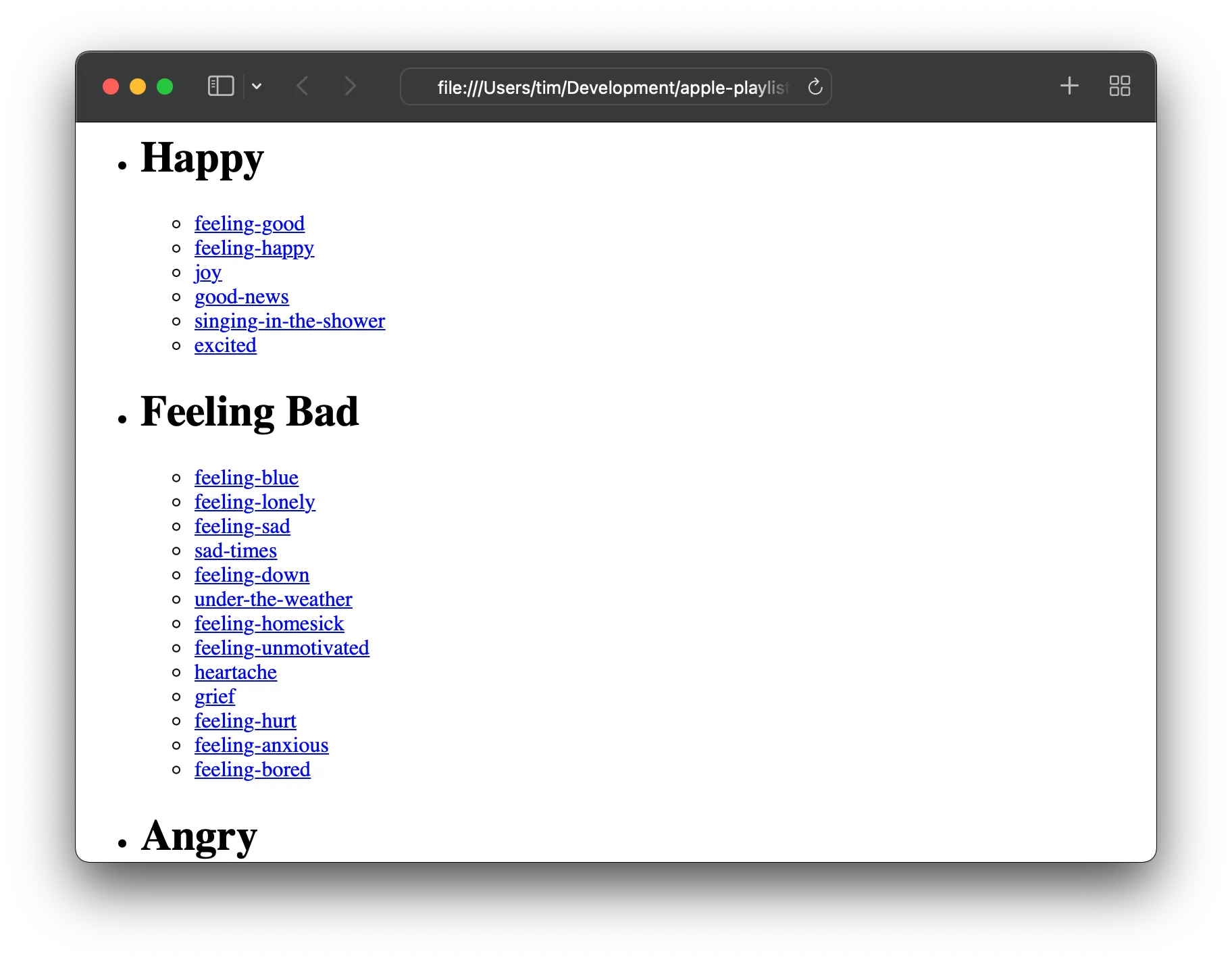 More progress: Showing groups of playlists