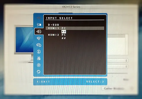 The VS2453mh&#x27;s on-screen display.