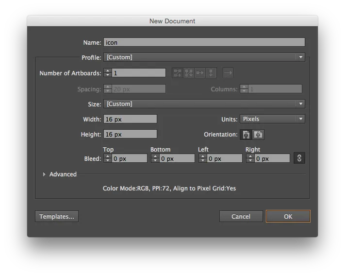 Adobe Illustrator&#x27;s "New Document" dialog